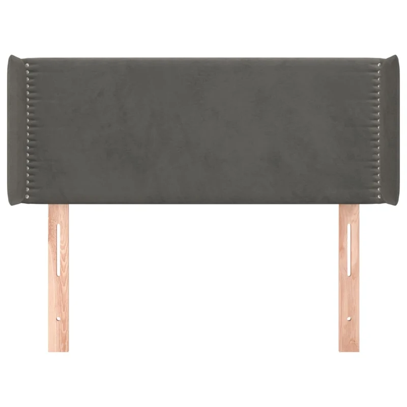Tête de lit accessoire couchage chambre à coucher meuble avec rebord latéral 93 x 16 x 78/88 cm tissu velours gris foncé TDL0204860