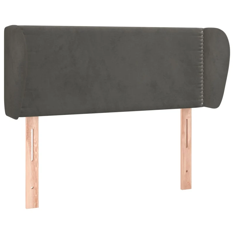 Tête de lit accessoire couchage chambre à coucher meuble avec rebord latéral 93 x 23 x 78/88 cm tissu velours gris foncé TDL0204836