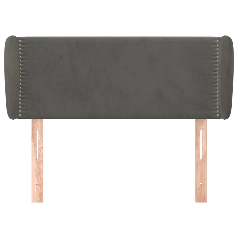 Tête de lit accessoire couchage chambre à coucher meuble avec rebord latéral 93 x 23 x 78/88 cm tissu velours gris foncé TDL0204836