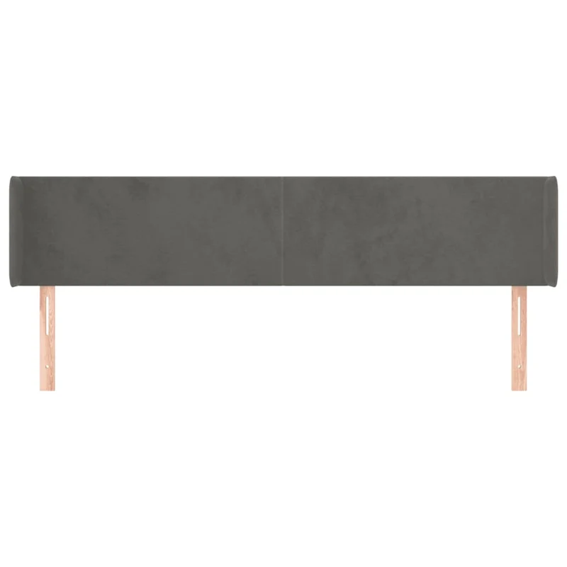 Tête de lit accessoire couchage chambre à coucher meuble avec rebord latéral 183 x 16 x 78/88 cm tissu velours gris foncé TDL0204962