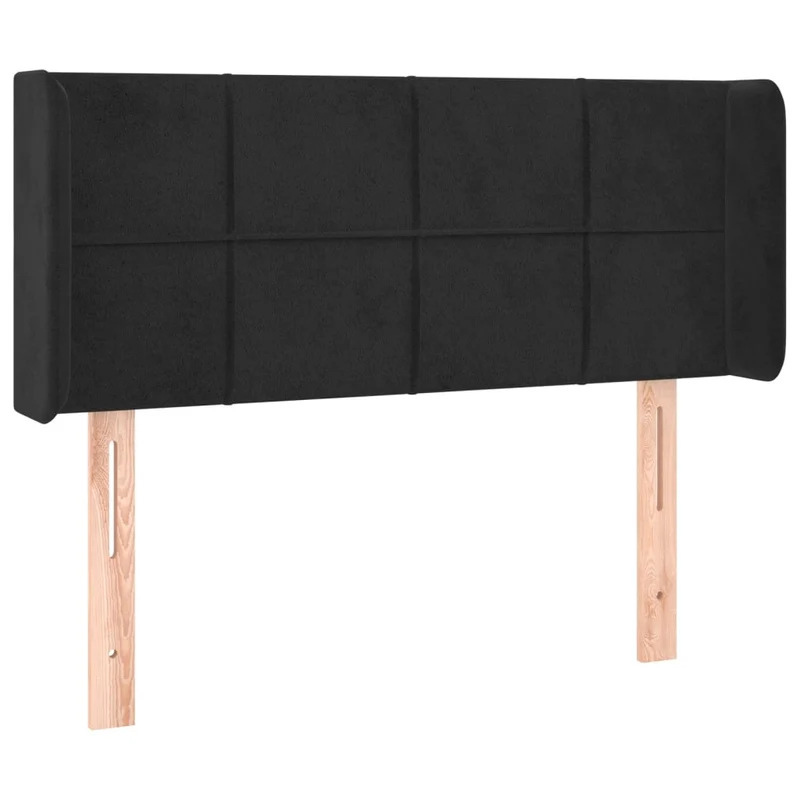 Tête de lit accessoire couchage chambre à coucher meuble avec rebord latéral 93 x 16 x 78/88 cm Tissu velours noir TDL0204396