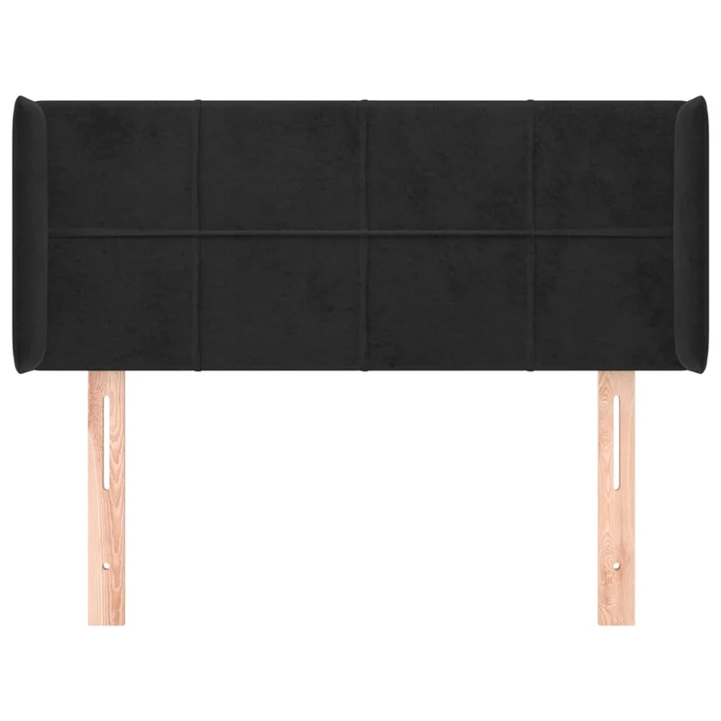 Tête de lit accessoire couchage chambre à coucher meuble avec rebord latéral 93 x 16 x 78/88 cm Tissu velours noir TDL0204396