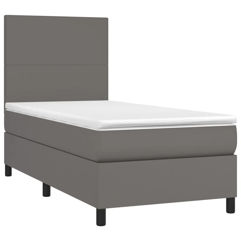 Cadre de lit LED avec sommier tête de lit matelas 90x200 cm synthétique gris TDL0209513