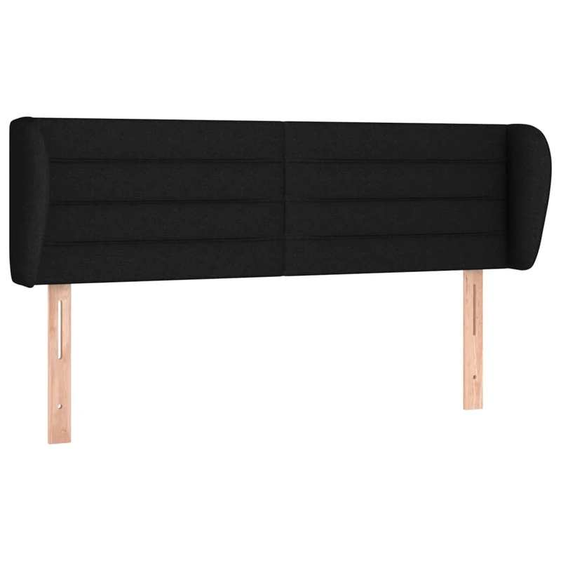 Tête de lit accessoire couchage chambre à coucher meuble avec rebord latéral 147 x 23 x 78/88 cm tissu noir TDL0204553