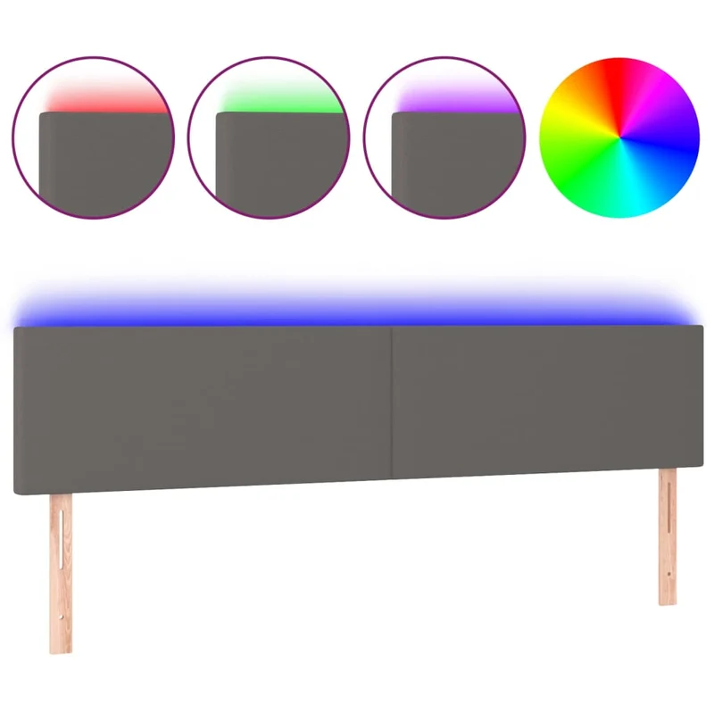 Tête de lit accessoire couchage chambre à coucher meuble à LED 180 x 5 x 78/88 cm synthétique gris TDL0201490
