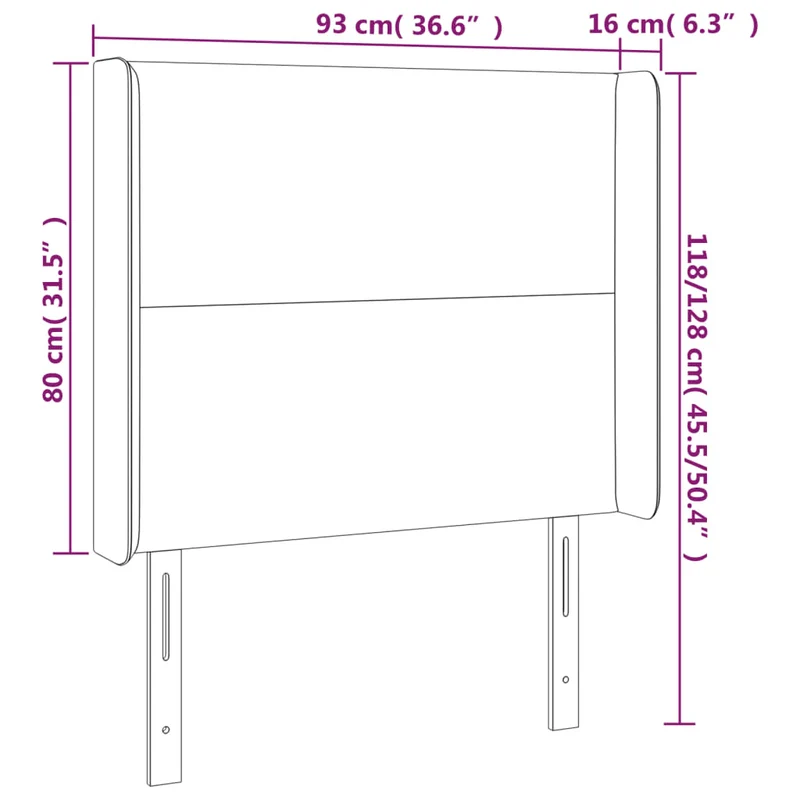 Tête de lit accessoire couchage chambre à coucher meuble à LED 93 x 16 x 118/128 cm synthétique gris TDL0201468