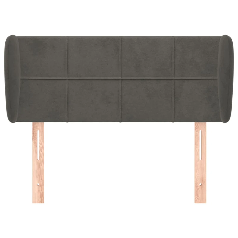 Tête de lit accessoire couchage chambre à coucher meuble avec rebord latéral 93 x 23 x 78/88 cm tissu velours gris foncé TDL0204842