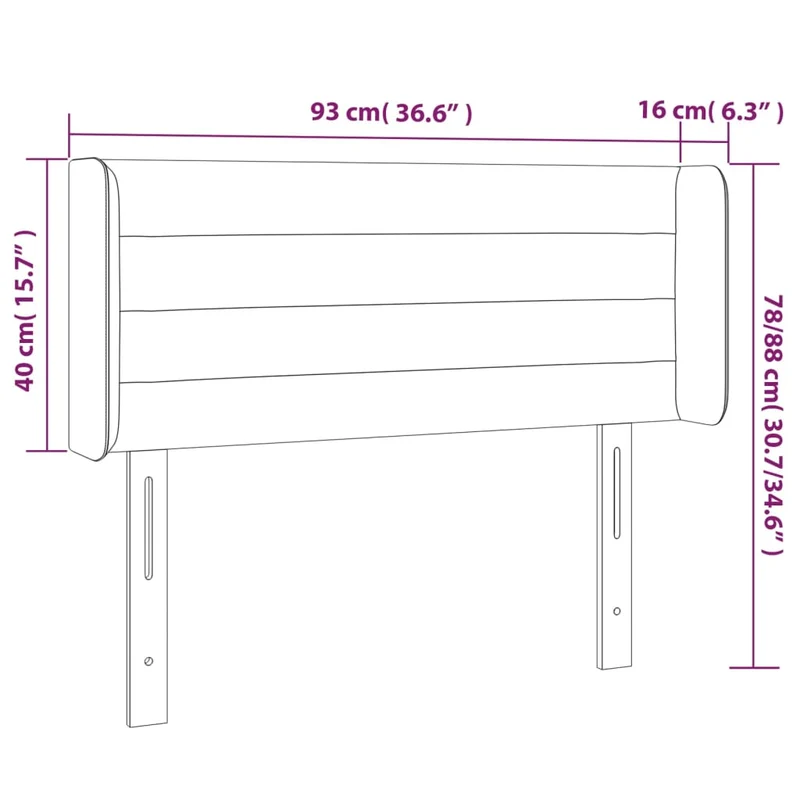 Tête de lit accessoire couchage chambre à coucher meuble à LED 93 x 16 x 78/88 cm tissu gris clair TDL0201223