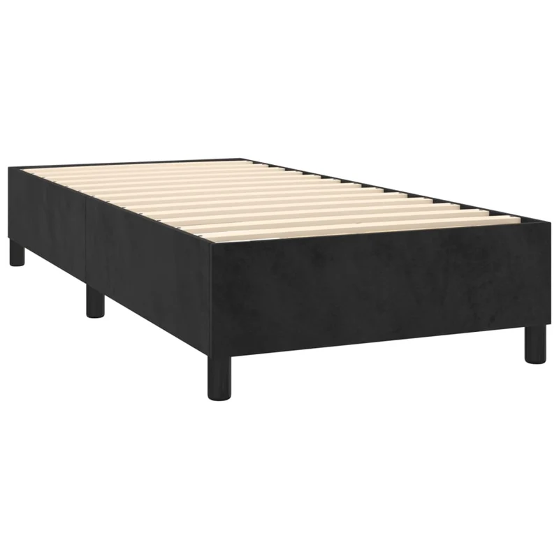 Cadre de lit LED avec sommier tête de lit matelas 80x200cm tissu velours noir TDL0209083