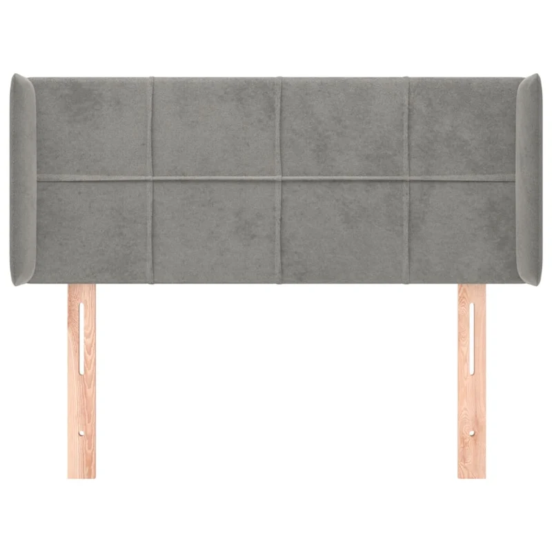 Tête de lit accessoire couchage chambre à coucher meuble avec rebord latéral 93 x 16 x 78/88 cm tissu velours gris clair TDL0205094