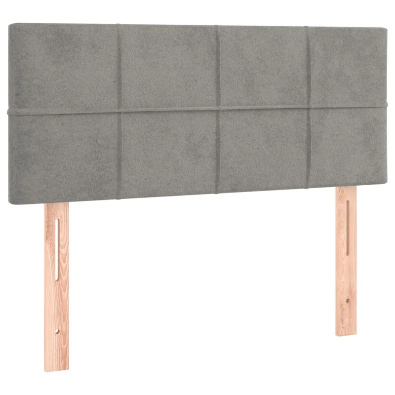 Cadre de lit LED avec sommier tête de lit matelas 90x200cm tissu velours gris clair TDL0208471