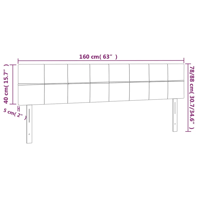 Tête de lit accessoire couchage chambre à coucher meuble 2 parties 80 x 5 x 78/88 cm tissu velours noir TDL0206235