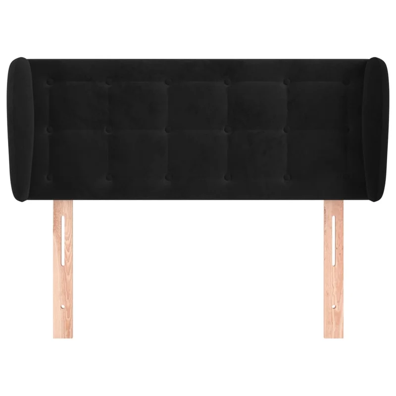 Tête de lit accessoire couchage chambre à coucher meuble avec rebord latéral capitonné 93 x 23 x 78/88 cm Tissu velours noir TDL0204374