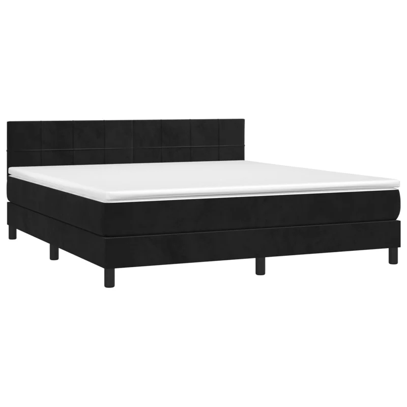 Cadre de lit LED avec sommier tête de lit matelas 160x200 cm tissu velours noir TDL0209174