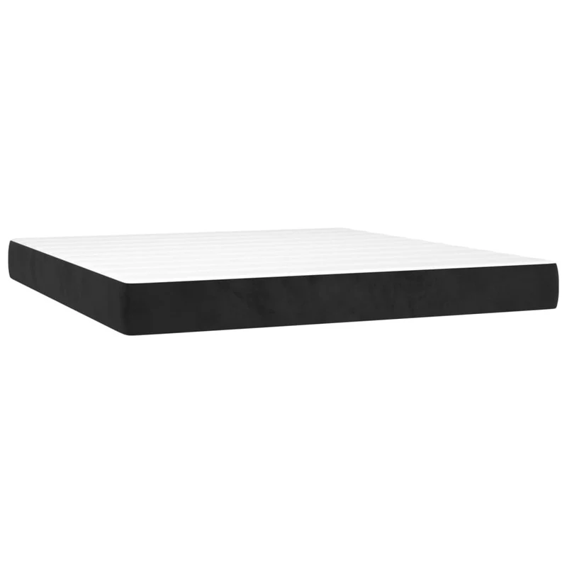 Cadre de lit LED avec sommier tête de lit matelas 160x200 cm tissu velours noir TDL0209174