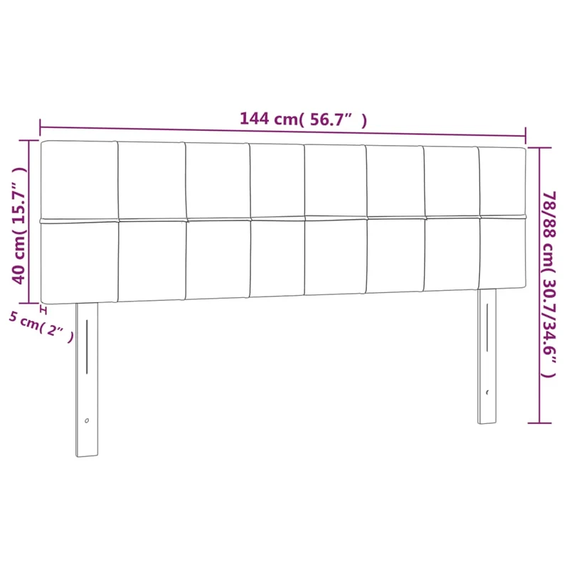 Tête de lit accessoire couchage chambre à coucher meuble 2 parties 72 x 5 x 78/88 cm tissu velours gris foncé TDL0206363
