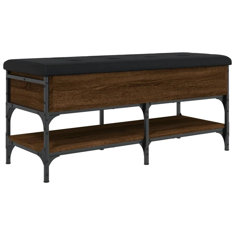 Banc de rangement à chaussures 102 x 42 x 45 cm en bois d'ingénierie couleur chêne marronn DEC024863