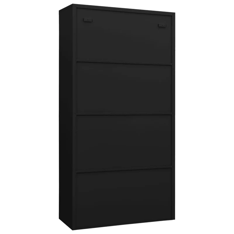 Meuble de bureau armoire de rangement avec 2 portes et 4 étagères 90 x 40 x 180 cm acier noir DEC024489