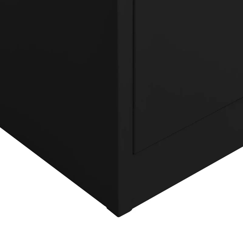 Meuble de bureau armoire de rangement avec 2 portes et 4 étagères 90 x 40 x 180 cm acier noir DEC024489