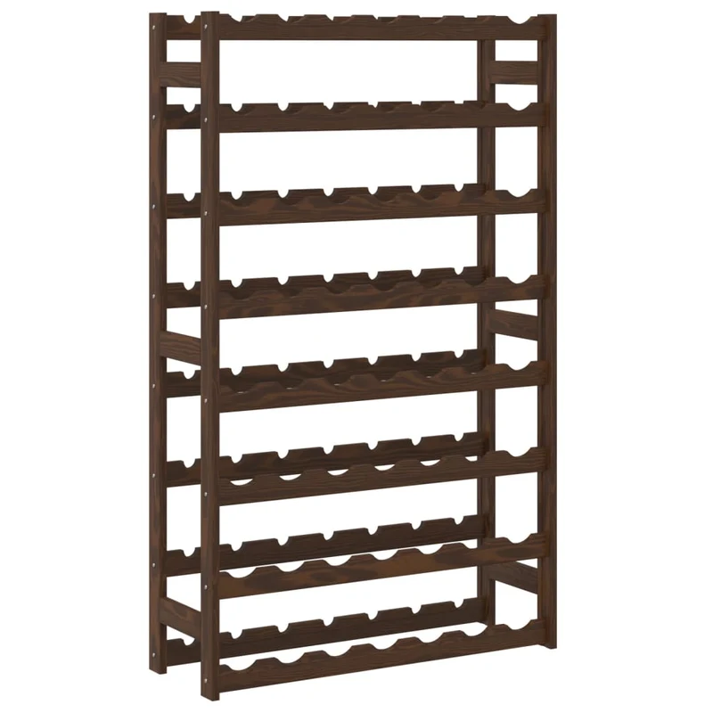 Casier range bouteilles étagère de rangement vin pour 56 bouteilles 8 niveaux en bois de pin marron DEC024332