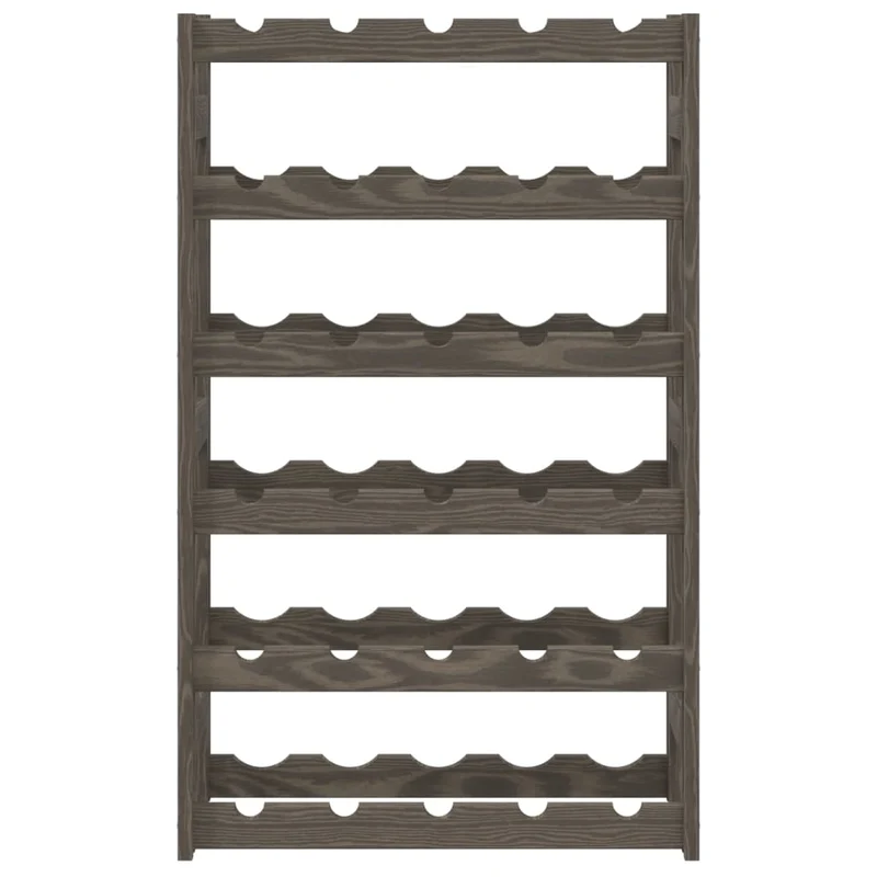 Casier range bouteilles étagère de rangement vin pour 30 bouteilles 6 niveaux en bois pin gris DEC024313