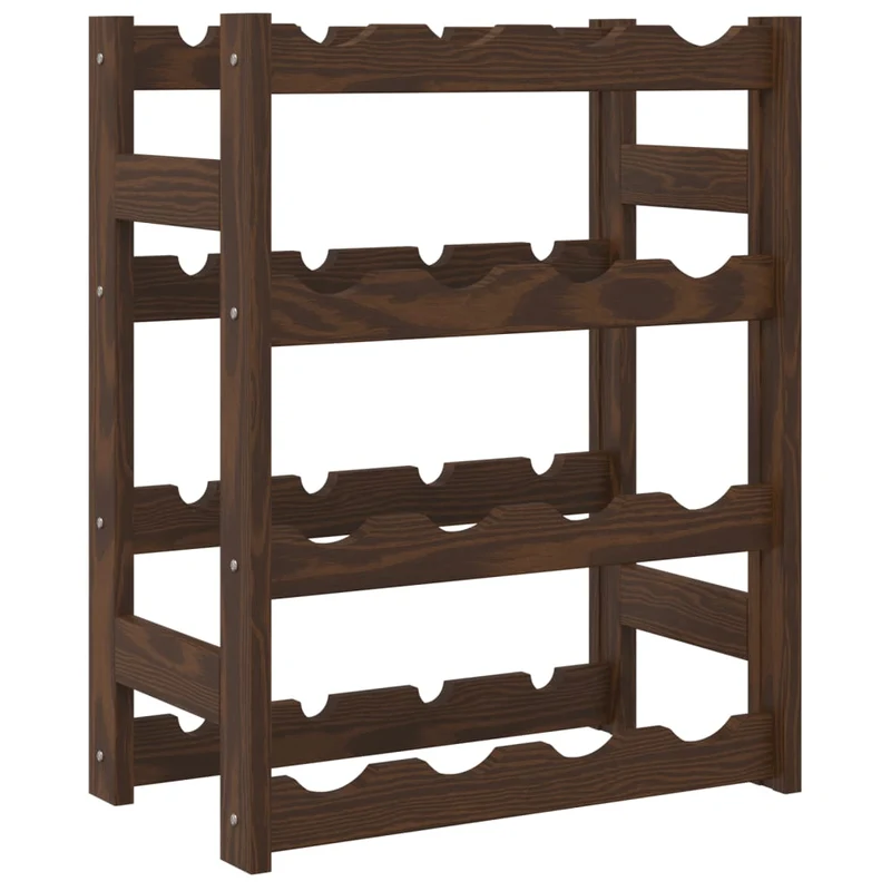 Casier range bouteilles étagère de rangement vin pour 16 bouteilles 4 niveaux en bois de pin marron DEC024299