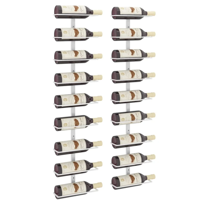 Set de 2 casiers range bouteilles étagère de rangement vin mural pour 9 bouteilles en fer blanc DEC024387