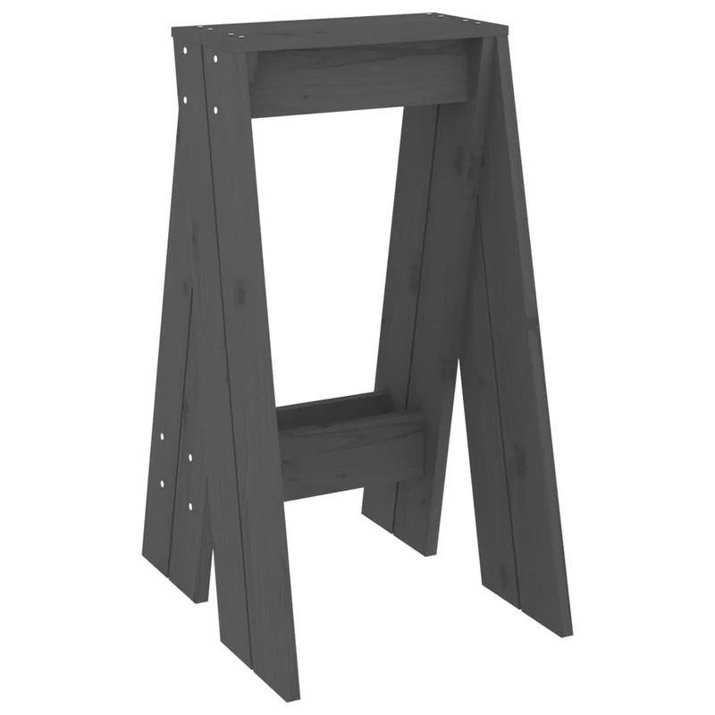 Set de 2 tabourets de bar assise de comptoir cuisine 40 x 40 x 75 cm en bois massif de pin gris DEC026381