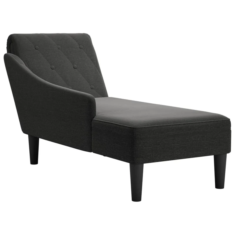 Méridienne chaise longue canapé pour intérieur avec coussin et accoudoir droit en tissu noir DEC026260