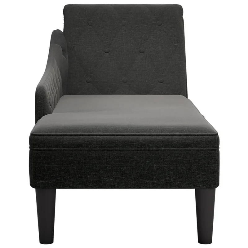 Méridienne chaise longue canapé pour intérieur avec coussin et accoudoir droit en tissu noir DEC026260