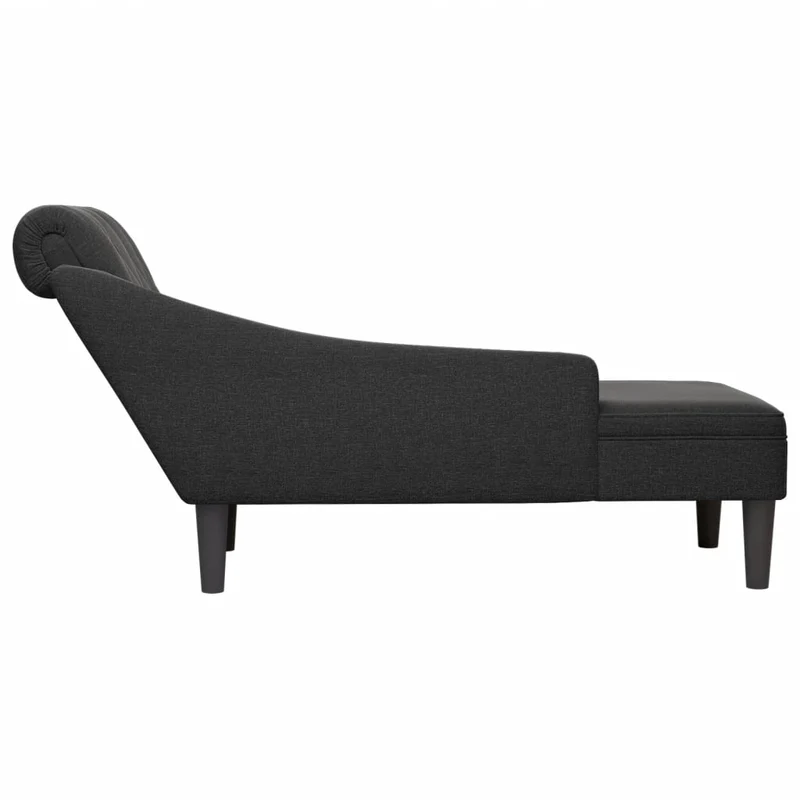 Méridienne chaise longue canapé pour intérieur avec coussin et accoudoir droit en tissu noir DEC026260