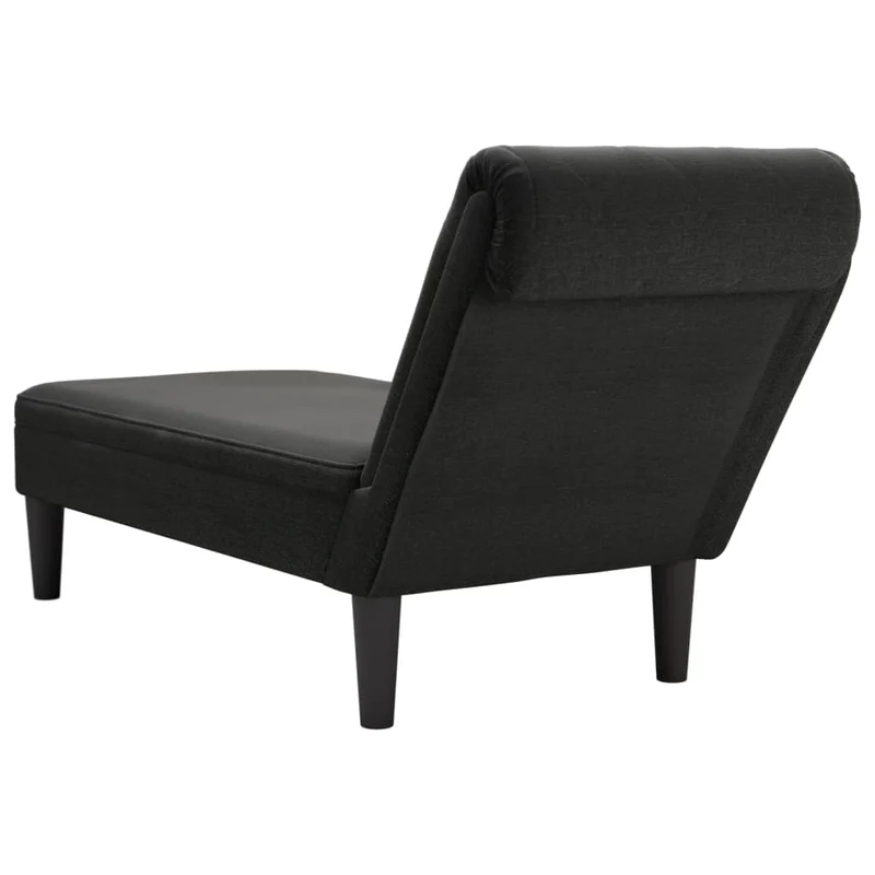 Méridienne chaise longue canapé pour intérieur avec coussin et accoudoir droit en tissu noir DEC026260