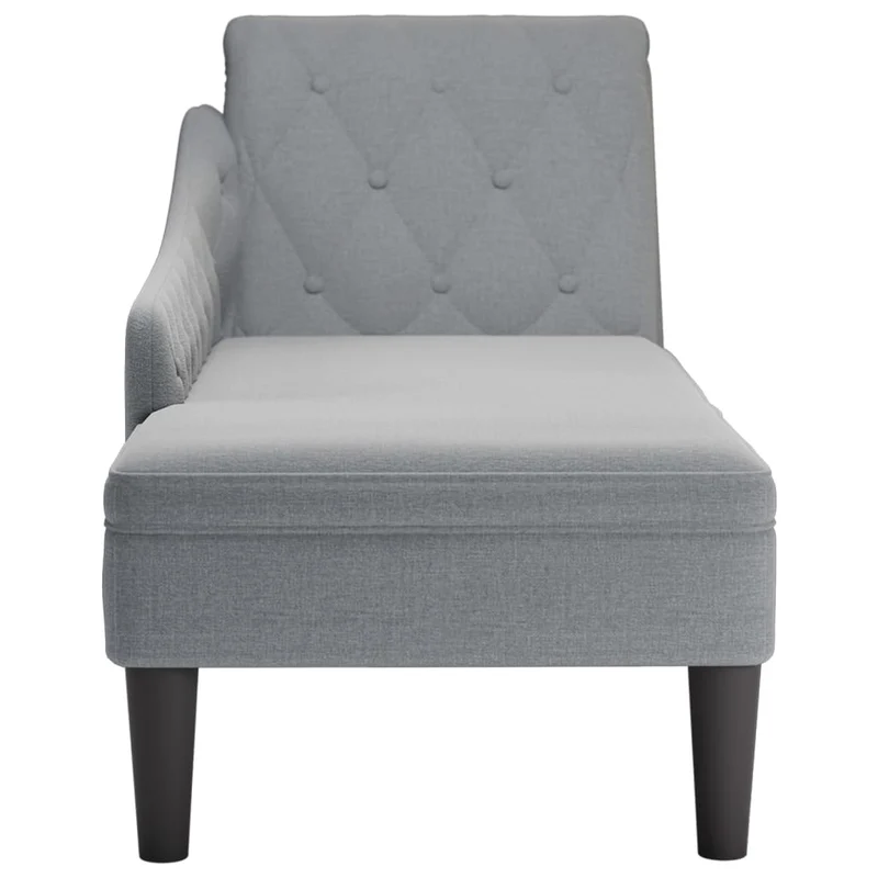 Méridienne chaise longue canapé pour intérieur avec coussin et accoudoir droit gris clair tissu gris DEC026255