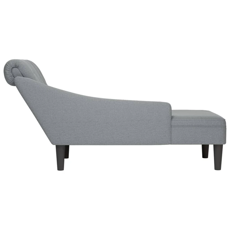 Méridienne chaise longue canapé pour intérieur avec coussin et accoudoir droit gris clair tissu gris DEC026255