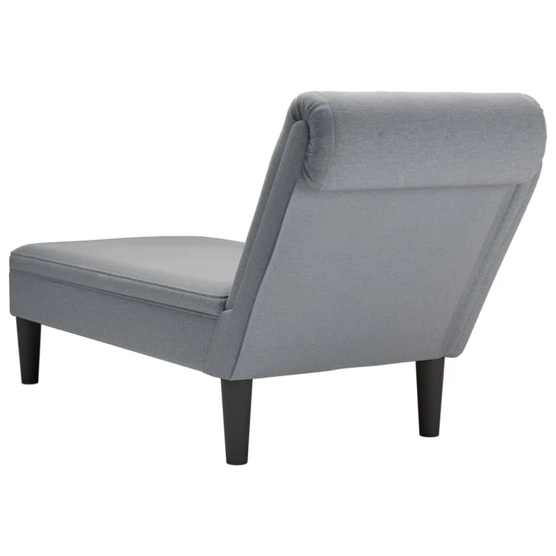 Méridienne chaise longue canapé pour intérieur avec coussin et accoudoir droit gris clair tissu gris DEC026255