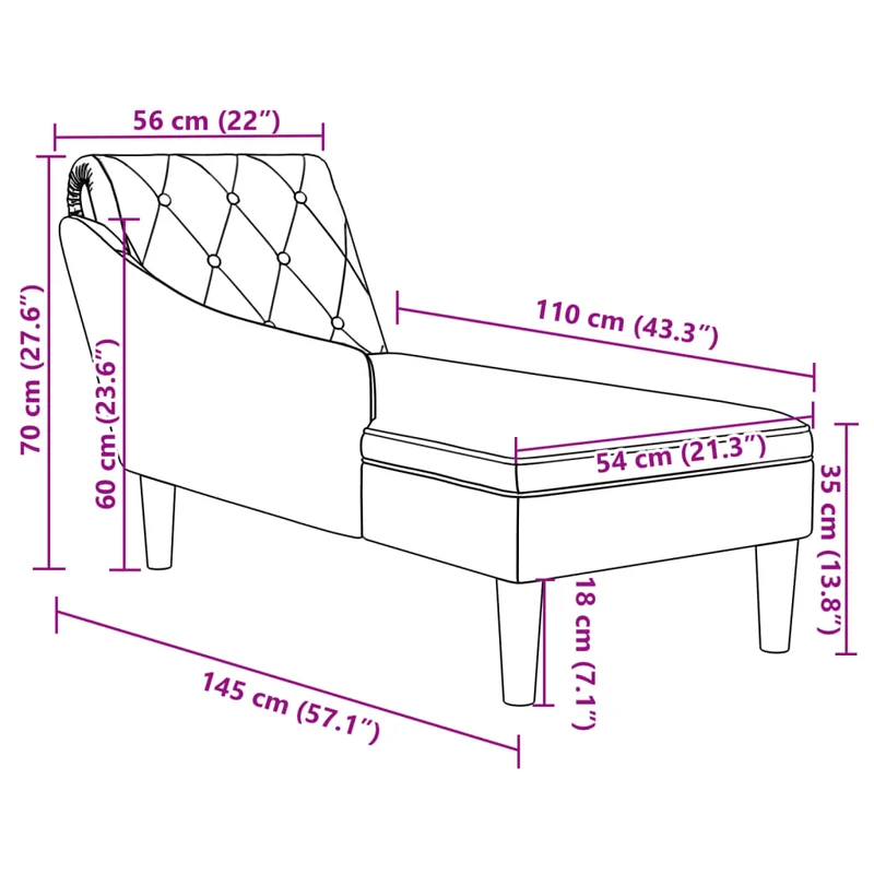 Méridienne chaise longue canapé pour intérieur avec coussin et accoudoir droit gris clair tissu gris DEC026255