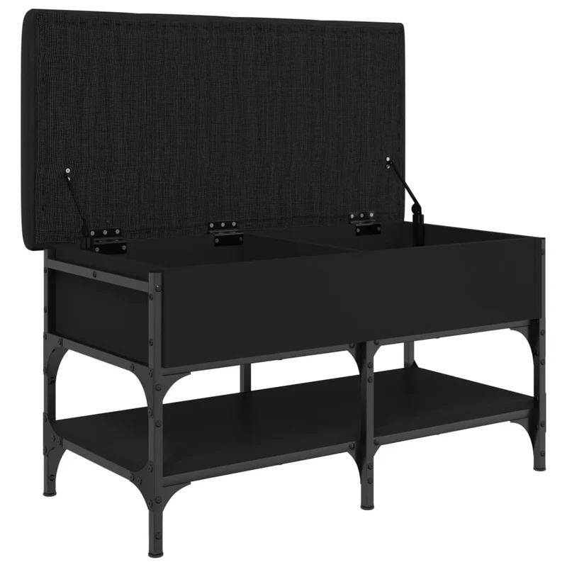 Banc de rangement à chaussures espace de rangement assise coussin noir 82 x 42 x 45 cm en bois d'ingénierie noir DEC024927