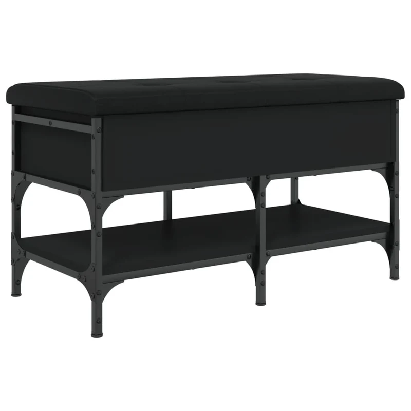 Banc de rangement à chaussures espace de rangement assise coussin noir 82 x 42 x 45 cm en bois d'ingénierie noir DEC024927