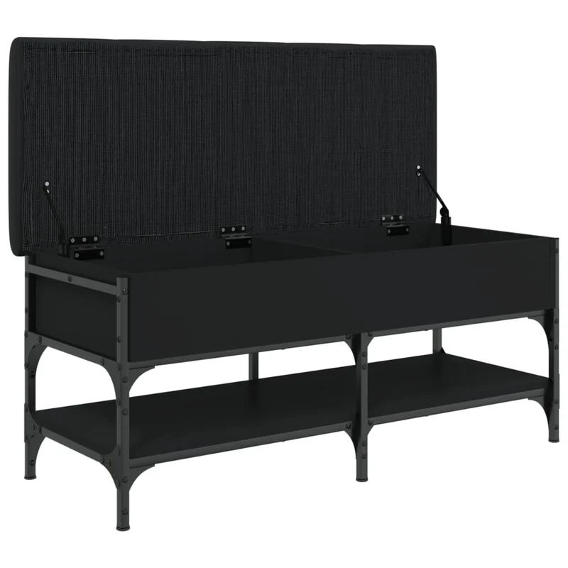 Banc de rangement à chaussures espace de rangement coussin assise noir 102 x 42 x 45 cm en bois d'ingénierie noir DEC024913