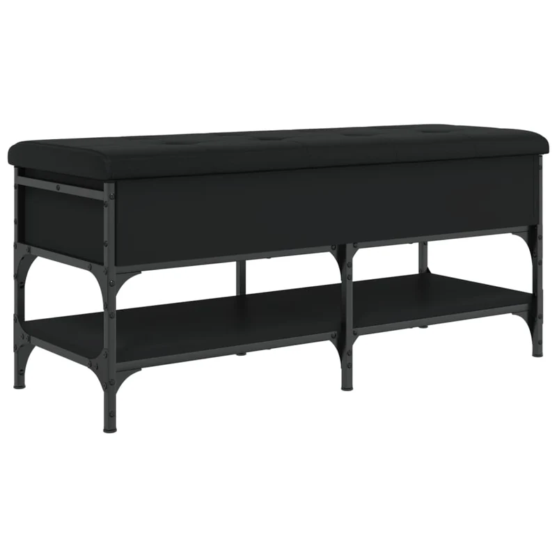 Banc de rangement à chaussures espace de rangement coussin assise noir 102 x 42 x 45 cm en bois d'ingénierie noir DEC024913