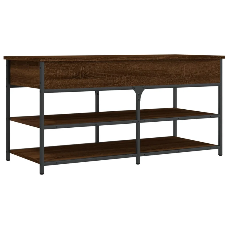 Banc de rangement à chaussures avec compartiment 100 x 42,5 x 50 cm bois d'ingénierie couleur chêne marron DEC024858