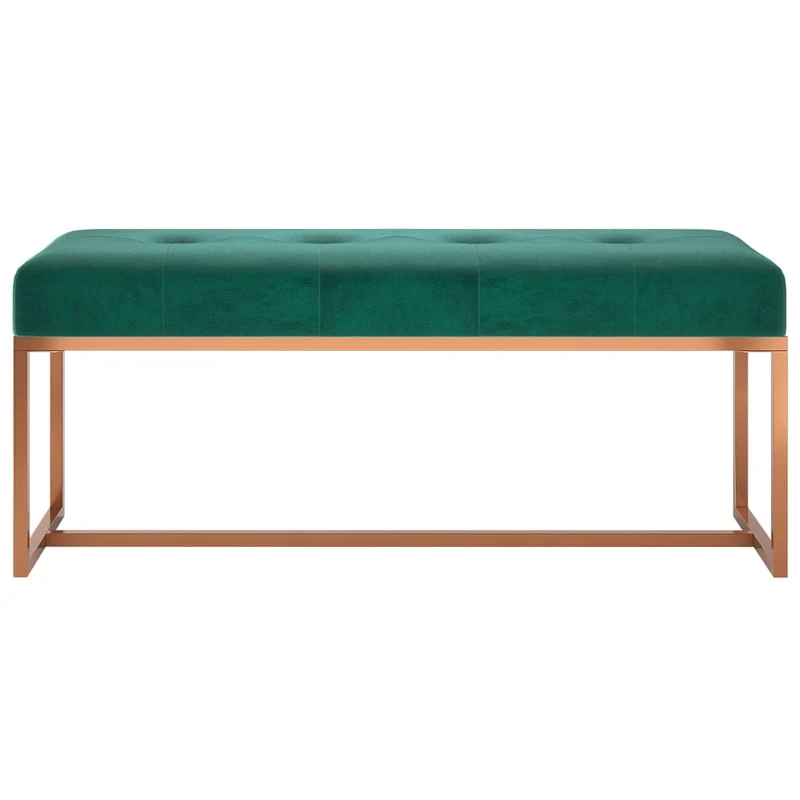 Banc banquette assise captionné design moderne 110 x 36 x 45 cm en velours vert foncé DEC024818