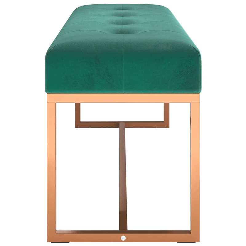 Banc banquette assise captionné design moderne 110 x 36 x 45 cm en velours vert foncé DEC024818