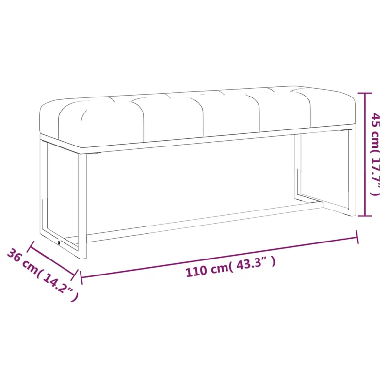 Banc banquette assise captionné design moderne 110 x 36 x 45 cm en velours vert foncé DEC024818