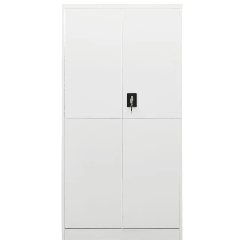Meuble de bureau armoire de rangement avec 2 portes et 4 étagères 90 x 40 x 180 cm en acier blanc DEC024487