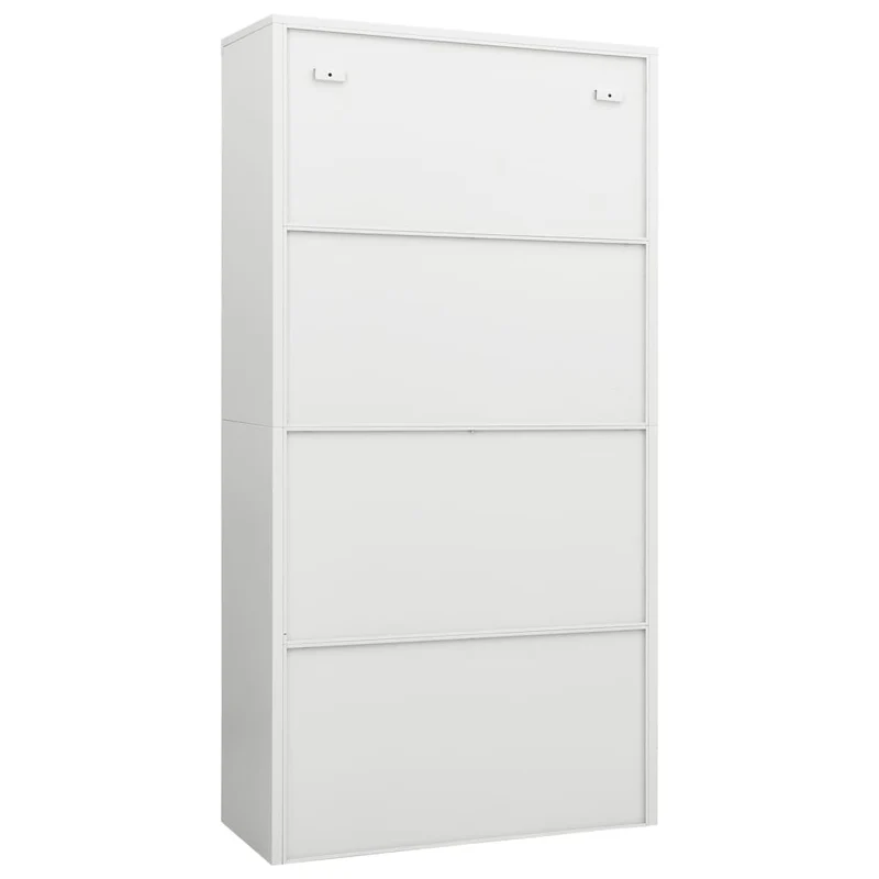 Meuble de bureau armoire de rangement avec 2 portes et 4 étagères 90 x 40 x 180 cm en acier blanc DEC024487