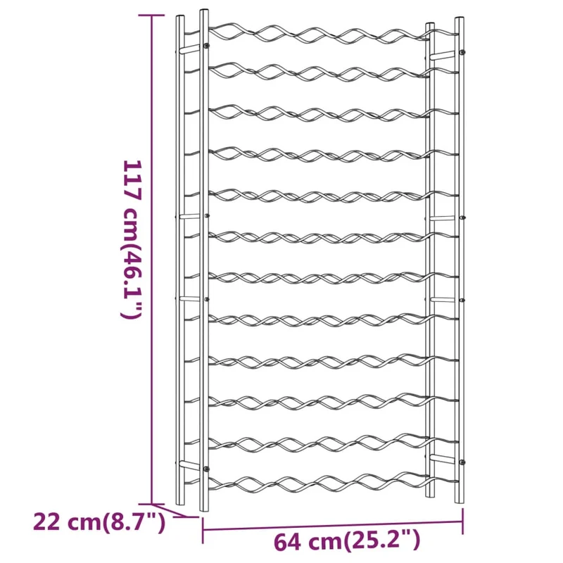 Casier range bouteilles étagère de rangement vin pour 72 bouteilles 12 niveaux en métal doré DEC024337