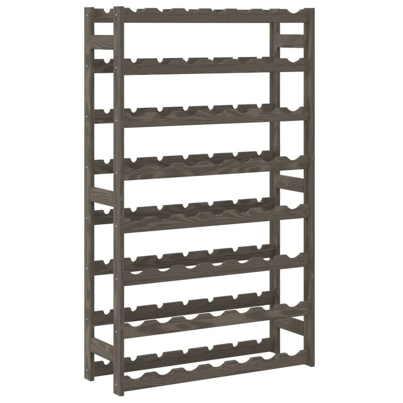 Casier range bouteilles étagère de rangement vin pour 56 bouteilles 8 niveaux en bois pin gris DEC024331