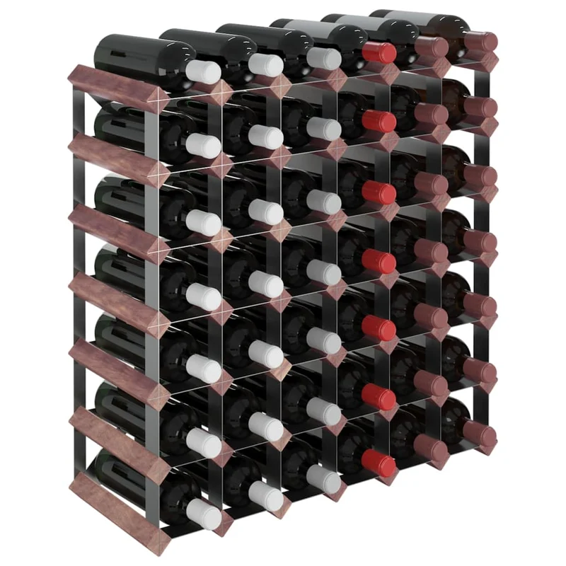 Casier range bouteilles étagère de rangement vin pour 42 bouteilles en bois de pin marronn DEC024322