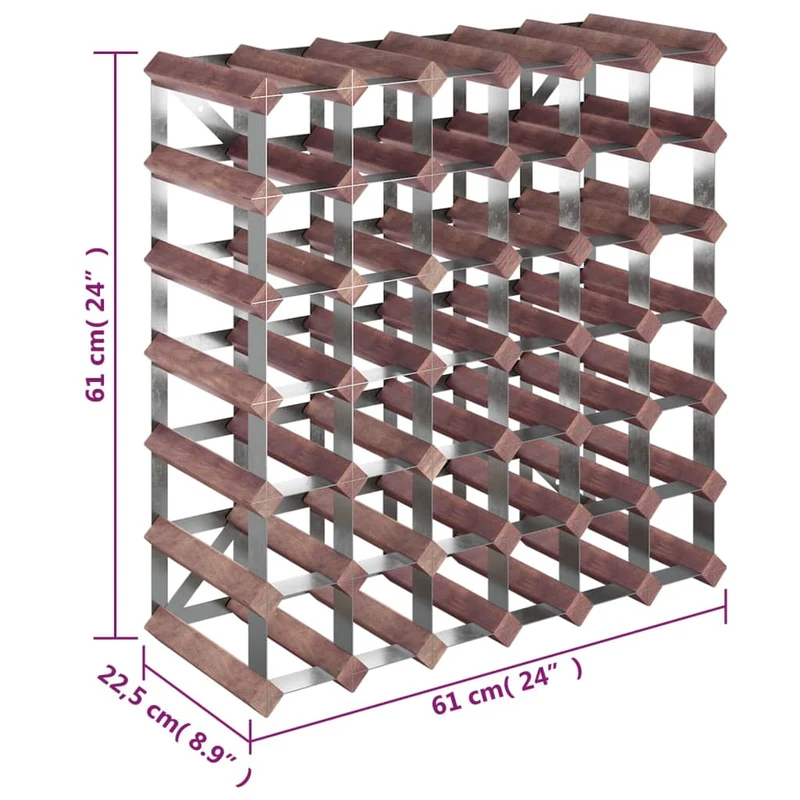 Casier range bouteilles étagère de rangement vin pour 42 bouteilles en bois de pin marronn DEC024322